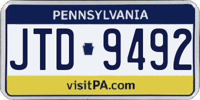 PA license plate JTD9492