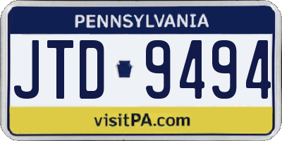 PA license plate JTD9494