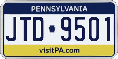 PA license plate JTD9501