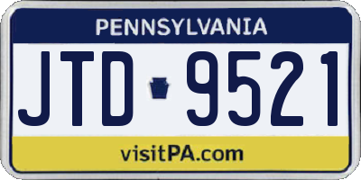 PA license plate JTD9521