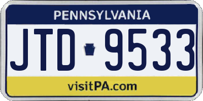 PA license plate JTD9533