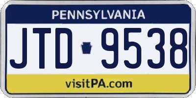 PA license plate JTD9538