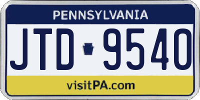 PA license plate JTD9540