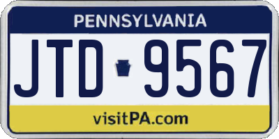PA license plate JTD9567