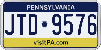 PA license plate JTD9576