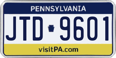 PA license plate JTD9601