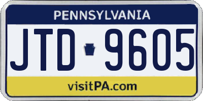 PA license plate JTD9605
