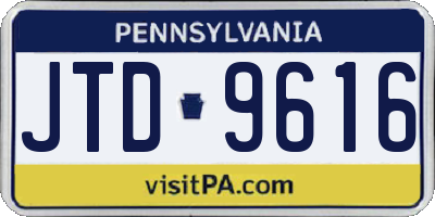 PA license plate JTD9616