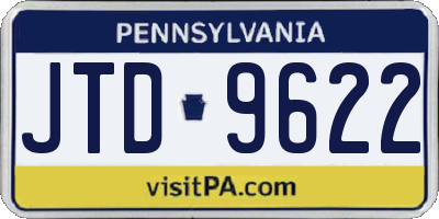 PA license plate JTD9622
