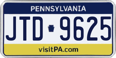PA license plate JTD9625