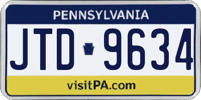 PA license plate JTD9634