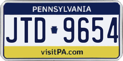 PA license plate JTD9654