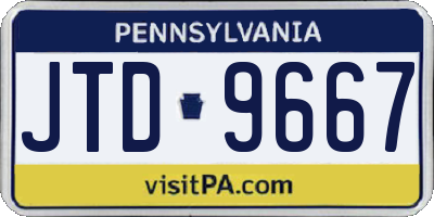 PA license plate JTD9667