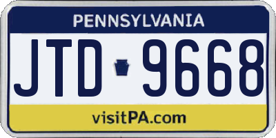 PA license plate JTD9668