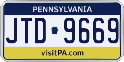PA license plate JTD9669