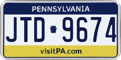 PA license plate JTD9674