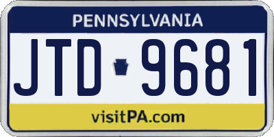 PA license plate JTD9681