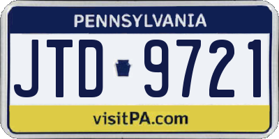 PA license plate JTD9721