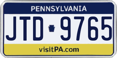 PA license plate JTD9765