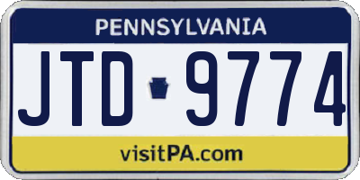 PA license plate JTD9774