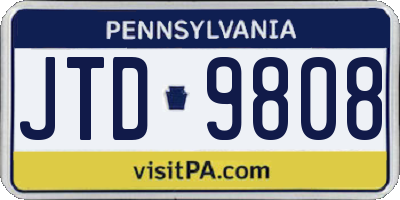 PA license plate JTD9808