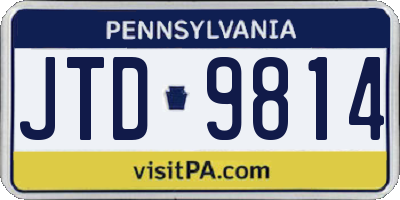 PA license plate JTD9814