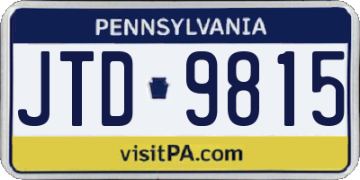 PA license plate JTD9815