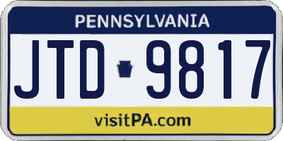 PA license plate JTD9817