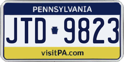 PA license plate JTD9823