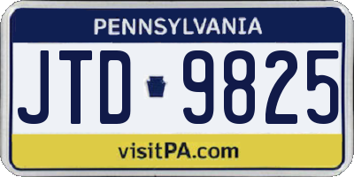 PA license plate JTD9825