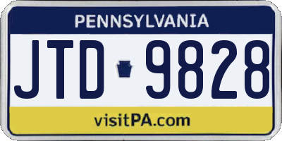 PA license plate JTD9828