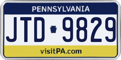 PA license plate JTD9829