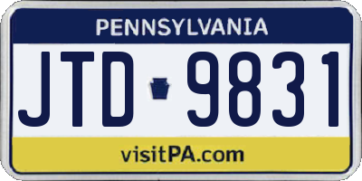 PA license plate JTD9831