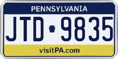 PA license plate JTD9835