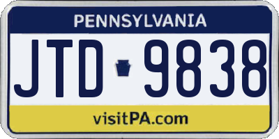 PA license plate JTD9838