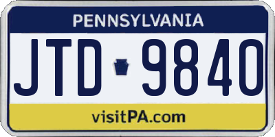 PA license plate JTD9840