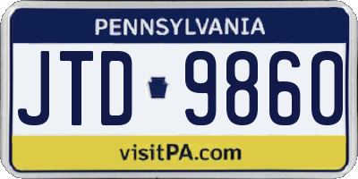 PA license plate JTD9860