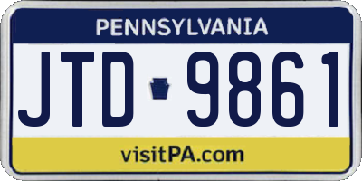 PA license plate JTD9861