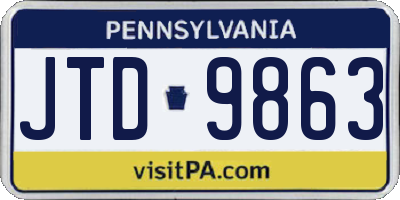 PA license plate JTD9863