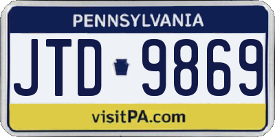 PA license plate JTD9869