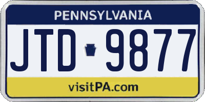 PA license plate JTD9877