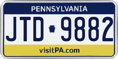 PA license plate JTD9882