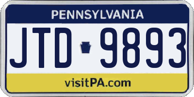 PA license plate JTD9893