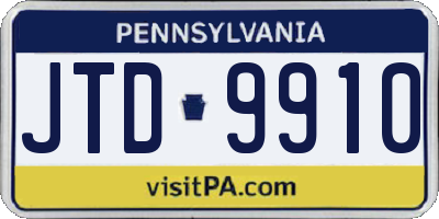 PA license plate JTD9910