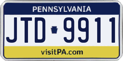 PA license plate JTD9911