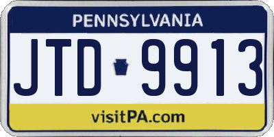 PA license plate JTD9913