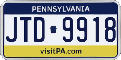 PA license plate JTD9918