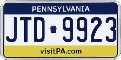 PA license plate JTD9923
