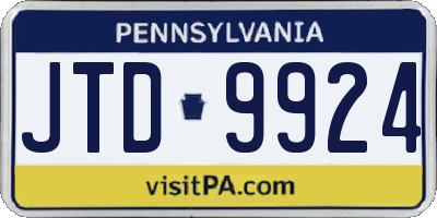 PA license plate JTD9924