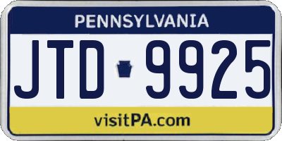 PA license plate JTD9925